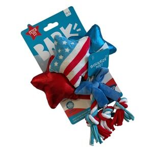 Bark Yankee Doodle Dogs Patriotic Plush Stars Rope Dog Toy Set XS-S 0-20 lbs NWT